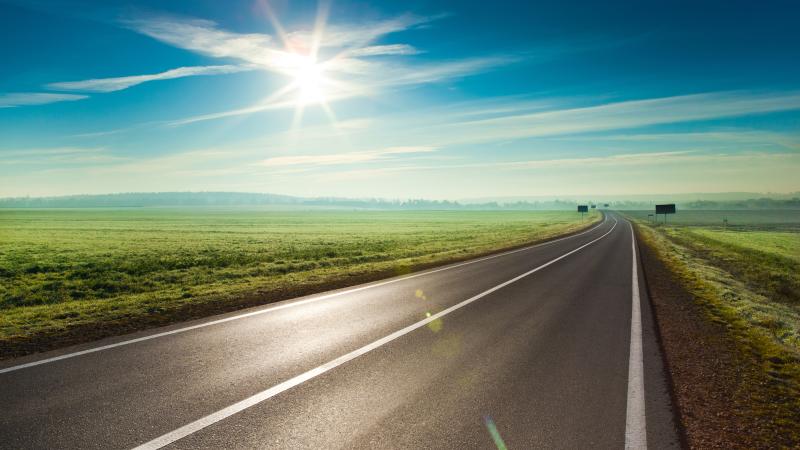 Beautiful sunny road in the morning